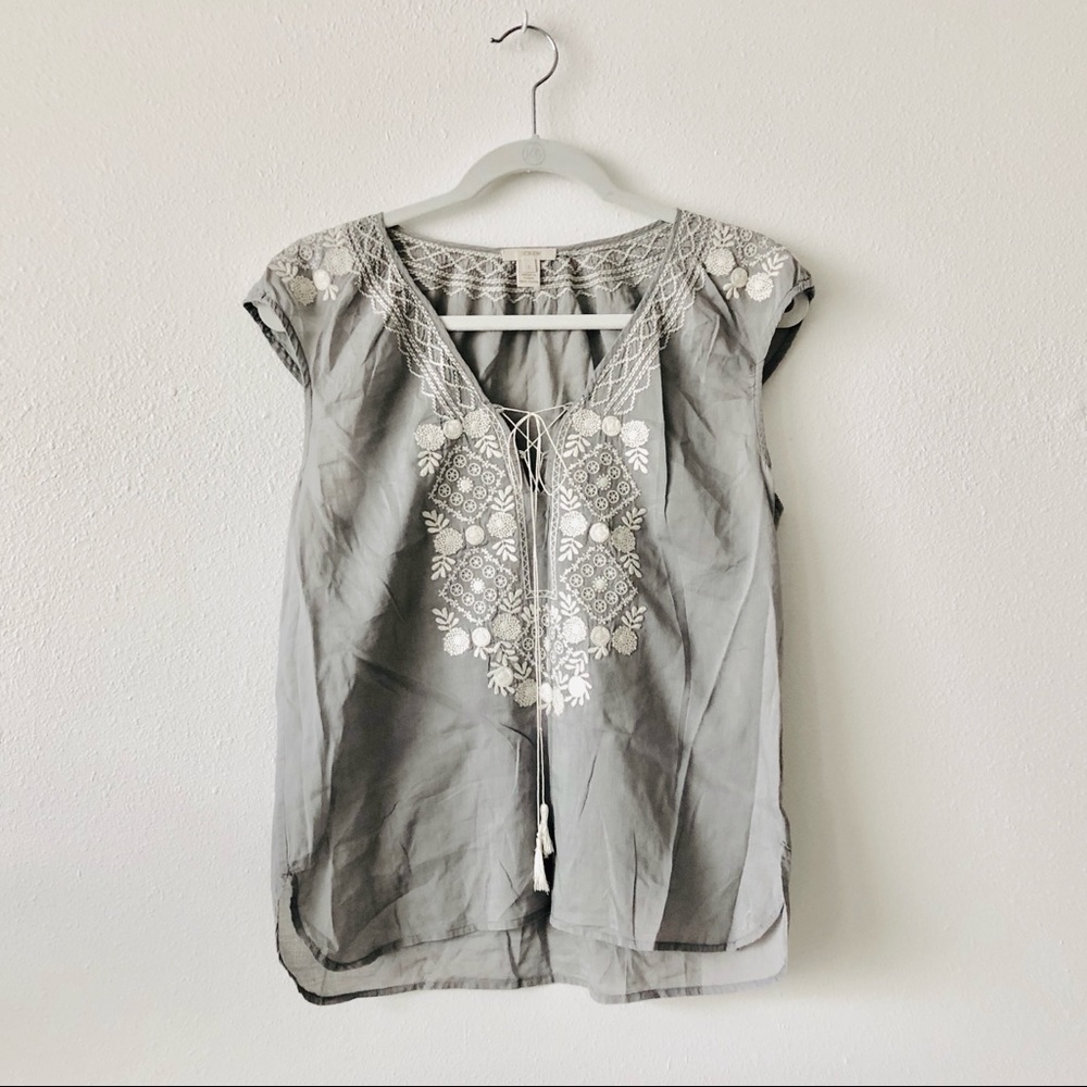 J.Crew Gray Tunic with Tassels